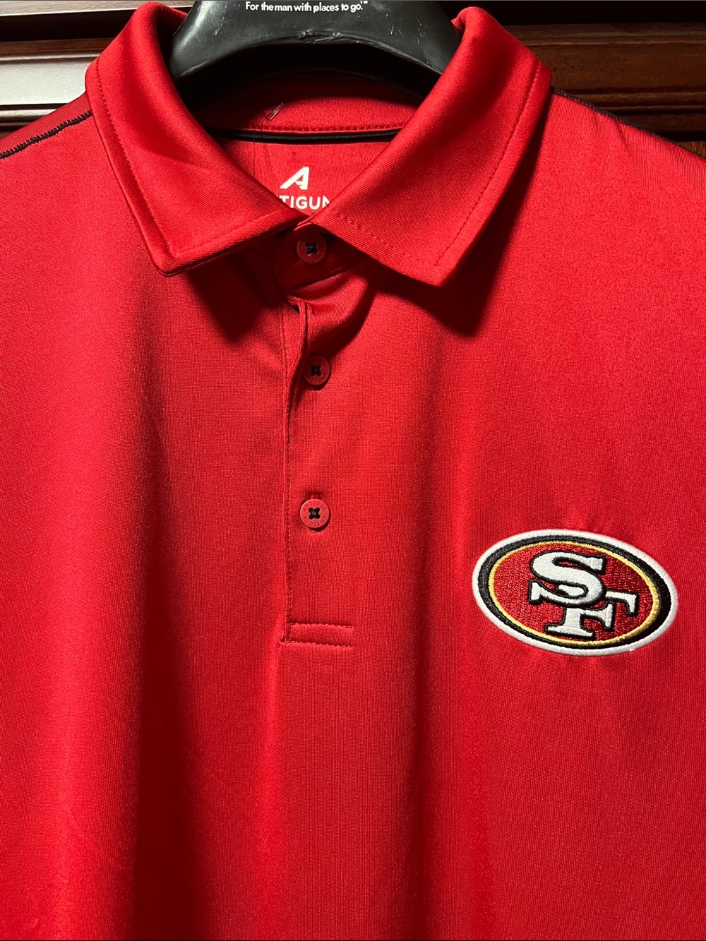 Brand New NFL SF 49ers Team Antigua Red Sportswear Polo with Embroidered SF Logo - Picture 11 of 15